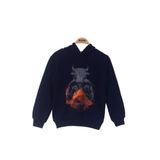 TOONTOY Erkek Çocuk Boks Eldivenli Boğa Baskılı Sweatshirt, Saks, 8 Yaş