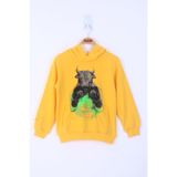 Toontoy Erkek Çocuk Boks Eldivenli Boğa Baskılı Sweatshirt Sarı