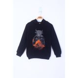 Toontoy Erkek Çocuk Boks Eldivenli Boğa Baskılı Sweatshirt Siyah