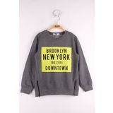 Toontoy Erkek Çocuk Brooklyn Baskılı Fermuar Detaylı Sweatshirt Siyah 6-7 YAŞ