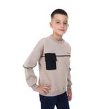 Toontoy Erkek Çocuk Cep Detaylı Baskılı Sweatshirt Bej 5 YAŞ