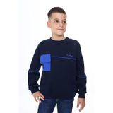 Toontoy Erkek Çocuk Cep Detaylı Baskılı Sweatshirt Lacivert 8 YAŞ