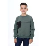Toontoy Erkek Çocuk Cep Detaylı Baskılı Sweatshirt Yeşil 6 YAŞ