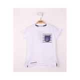 TOONTOY Erkek Çocuk Cep Üstü Çapa Nakışlı T-Shirt 4 Yaş, 4 Yaş, 12678-1, Beyaz, Erkek Çocuk