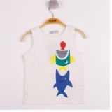 TOONTOY Erkek Çocuk Cepli Balık Baskılı Atlet, No Color, 3 Yaş