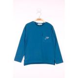 Toontoy Erkek Çocuk Cepli Düz T-Shirt Petrol Mavi 12-13 YAŞ