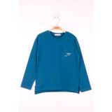 Toontoy Erkek Çocuk Cepli Düz T-Shirt Petrol Mavi 6-7 YAŞ