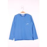 Toontoy Erkek Çocuk Cepli Düz T-Shirt Saks 6-7 YAŞ