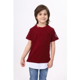 Toontoy Erkek Çocuk Cepli Pamuklu Tişört Bordo 6 YAŞ