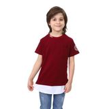 Toontoy Erkek Çocuk Cepli Pamuklu Tişört Bordo 8 YAŞ