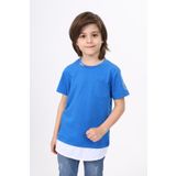 Toontoy Erkek Çocuk Cepli Pamuklu Tişört Saks 7 YAŞ