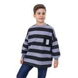 TOONTOY Erkek Çocuk Çizgili Sweatshirt, 7 Yaş, 23297, Koyu Gri, erkek-çocuk