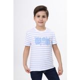 Toontoy Erkek Çocuk Çizgili Tişört Mavi 10-11 YAŞ