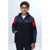 Toontoy Erkek Çocuk Dik Yaka Kapüşonlu Fermuarlı Cepli Baskılı Renk Bloklu Dokuma Yağmurluk - - 6 - 7 Yaş - Siyah