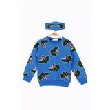 Toontoy Erkek Çocuk Dinazor Baskılı Sweatshirt - 4 Yaş - Saks