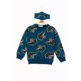 Toontoy Erkek Çocuk Dinazor Baskılı Sweatshirt Petrol Mavi 4 YAŞ