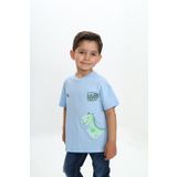 Toontoy Erkek Çocuk Dinazor Yazı Baskılı Tişört Mavi 4 YAŞ