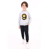 Toontoy Erkek Çocuk Eşofman Takım 9 Aslan Nakışlı - 1 Yaş - Gri Melanj