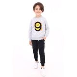 Toontoy Erkek Çocuk Eşofman Takım 9 Aslan Nakışlı - 2 Yaş - Gri Melanj
