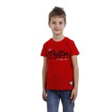 Toontoy Erkek Çocuk Flok Baskılı Örgülü Tişört Kırmızı 8 YAŞ