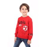 Toontoy Erkek Çocuk Football Baskılı Sweatshirt Kırmızı 4 YAŞ