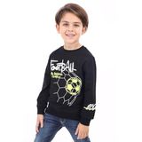Toontoy Erkek Çocuk Football Baskılı Sweatshirt Siyah 3 YAŞ