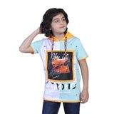Toontoy Erkek Çocuk Garni Detaylı Baskılı Tişört - 10 Yaş - Su Yeşili