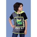 Toontoy Erkek Çocuk Garni Detaylı Baskılı Tişört - 8 Yaş - Siyah
