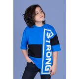 Toontoy Erkek Çocuk Garnili Strong Baskılı Tişört Saks 8 YAŞ