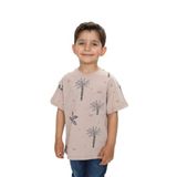 Toontoy Erkek Çocuk Göğsü Cepli Palmiye Baskılı Tişört Bej 2 YAŞ