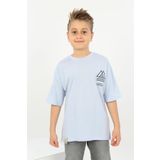 Toontoy Erkek Çocuk Göğsü Üçgen Nakışlı Tişört Mavi 8-9 YAŞ