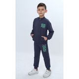 Toontoy Erkek Çocuk Göğüsü Kabartma Baskılı Fermuarlı Eşofman Takım - 5 Yaş - Füme