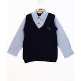Toontoy Erkek Çocuk Gömlek Yaka Okul Düğmeli Sweatshirt