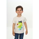 Toontoy Erkek Çocuk Gözlüklü Dinazor Baskılı Tişört Ekru 3 YAŞ