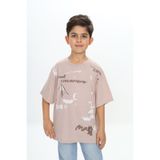 Toontoy Erkek Çocuk Grafiti Baskılı Tişört Bej 6 YAŞ