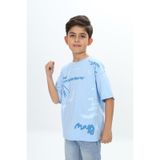 Toontoy Erkek Çocuk Grafiti Baskılı Tişört Mavi 8 YAŞ
