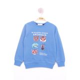 TOONTOY Erkek Çocuk Hayvan Baskılı Sweatshirt, 4 Yaş, 13538-, Saks, erkek-çocuk