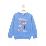 TOONTOY Erkek Çocuk Hayvan Baskılı Sweatshirt, 5 Yaş, 13538-, Saks, erkek-çocuk