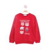 Toontoy Erkek Çocuk Hayvan Baskılı Sweatshirt Bordo 4 YAŞ