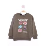 Toontoy Erkek Çocuk Hayvan Baskılı Sweatshirt Haki 2 YAŞ