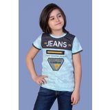 Toontoy Erkek Çocuk Jeans Baskı Tişört Turkuaz 5 YAŞ
