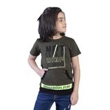 Toontoy Erkek Çocuk Kanguru Cepli Neon Baskılı Tişört Haki 8 YAŞ