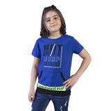 Toontoy Erkek Çocuk Kanguru Cepli Neon Baskılı Tişört Saks 10 YAŞ