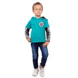 TOONTOY Erkek Çocuk Kapşonlu Kolları Baskılı Sweatshirt, 13381-