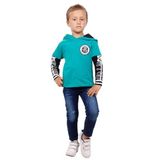 TOONTOY Erkek Çocuk Kapşonlu Kolları Baskılı Sweatshirt, 4 Yaş, 13381-, Yeşil, erkek-çocuk