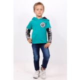 Toontoy Erkek Çocuk Kapşonlu Kolları Baskılı Sweatshirt - 4 Yaş - Yeşil