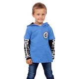 Toontoy Erkek Çocuk Kapşonlu Kolları Baskılı Sweatshirt Saks 4 YAŞ