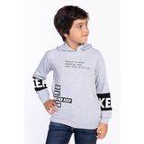 Toontoy Erkek Çocuk Kapşonlu Kolları Garnili Sweatshirt Gri Melanj 5 YAŞ