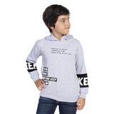 Toontoy Erkek Çocuk Kapşonlu Kolları Garnili Sweatshirt Gri Melanj 6 YAŞ