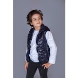 Toontoy Erkek Çocuk Kapşonlu Parlak Yelek Lacivert 6 YAŞ